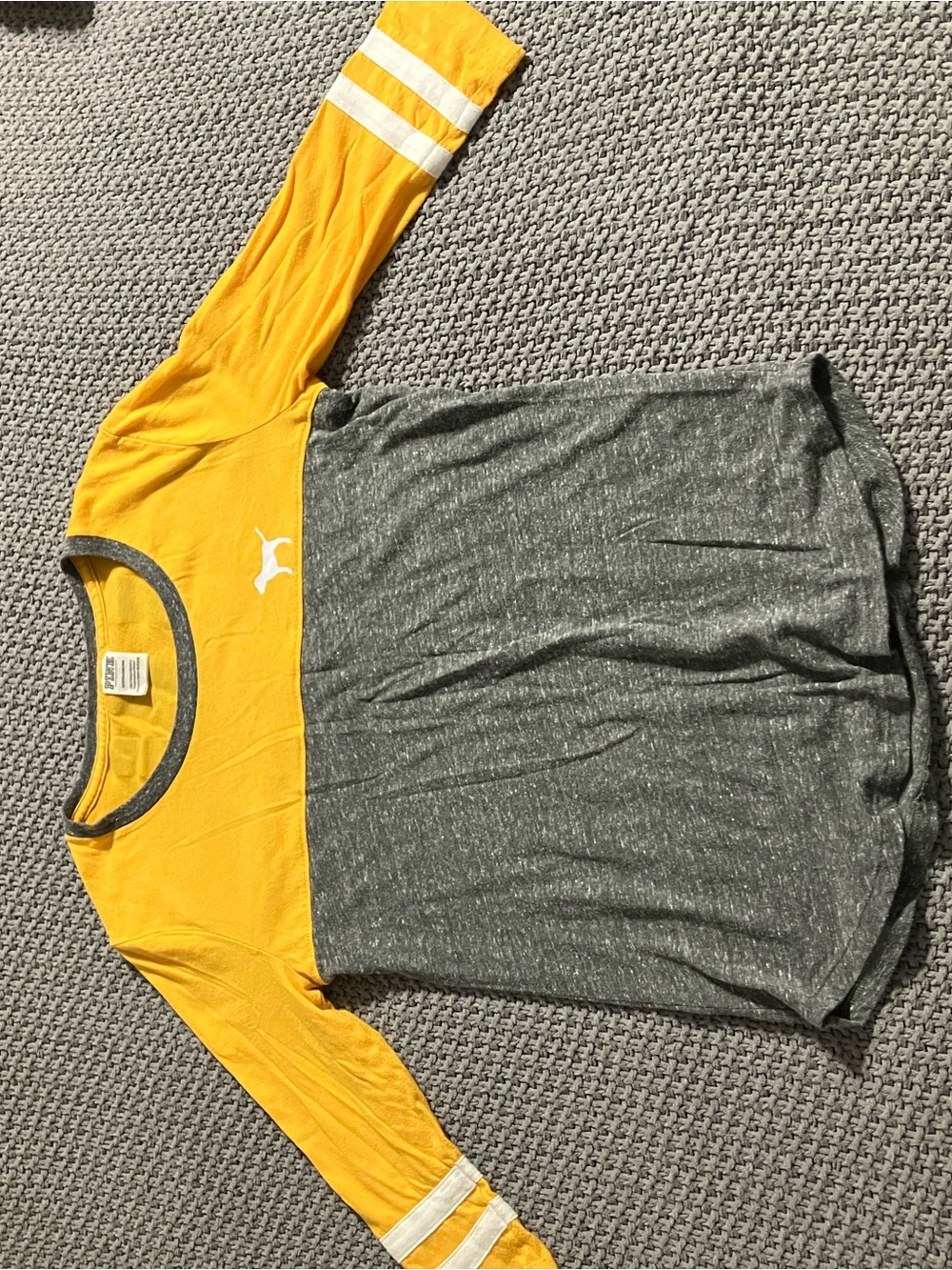 PINK Victoria's Secret Yellow and Gray Colorblock Tee